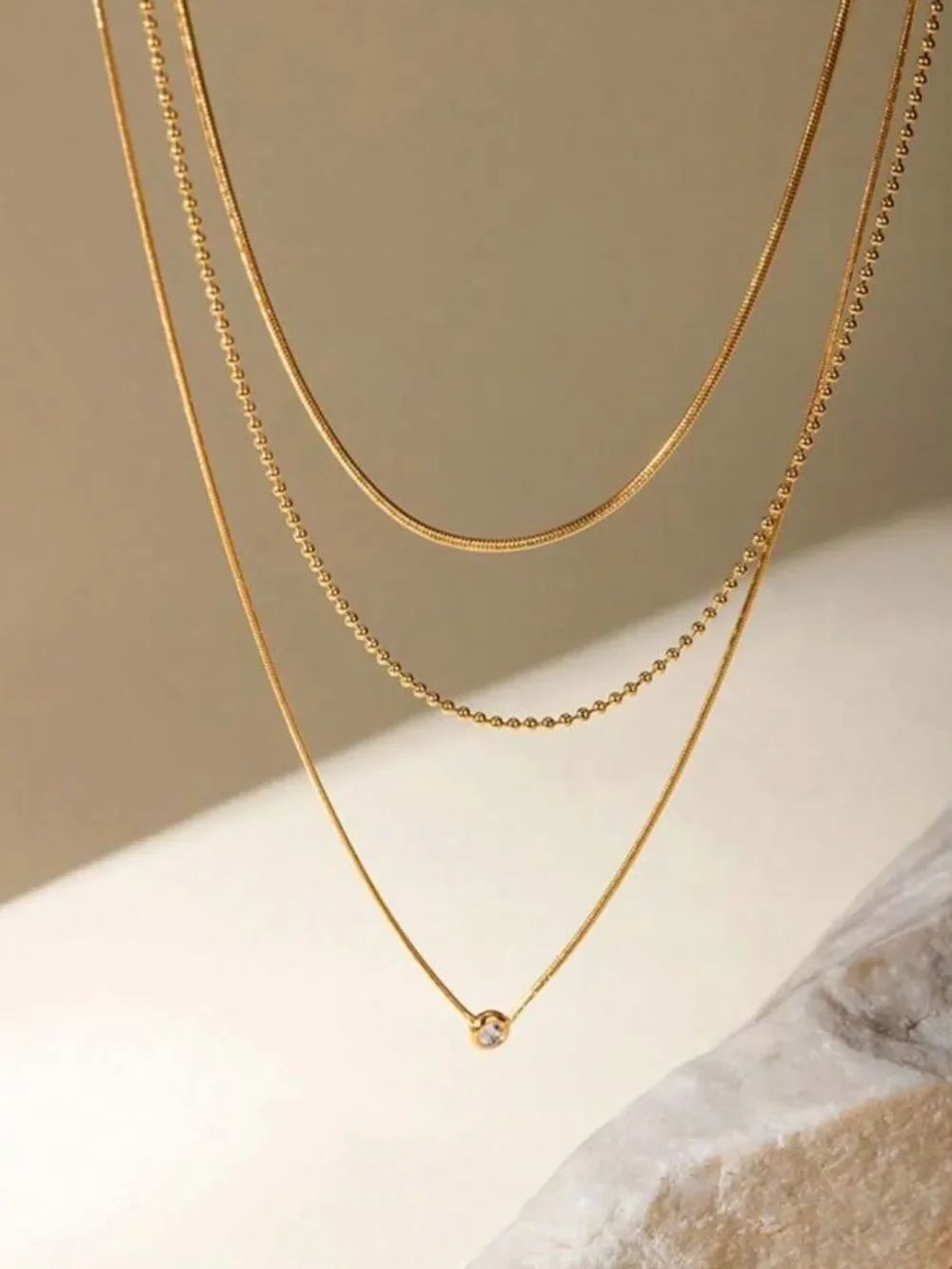 Gold Layered Necklace Set R549 - Picture 3 of 4